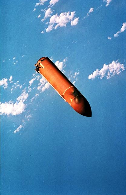 NASA image: STS-78 external tank documented after separation