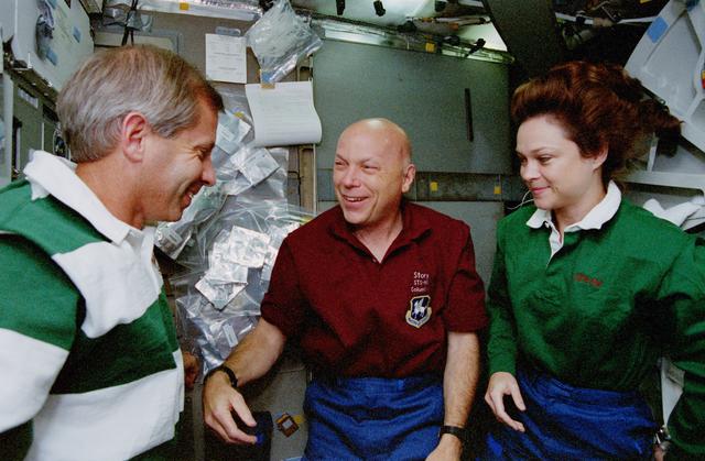 NASA image: Crewmember activity in the flight deck and middeck