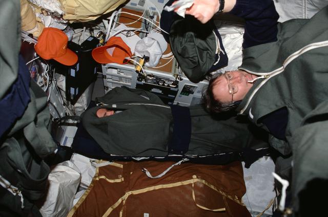 NASA image: View of the STS-88 crew on the Endeavour's middeck