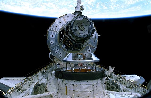 NASA image: Forward end (+XA side) of the PMA-2 prior to mating to the Orbiter Docking System (ODS).