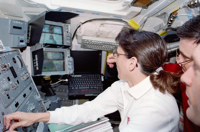 NASA image: Currie on the flight deck during rendezvous