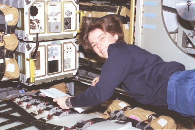 NASA image: RME 1324 - MS Dunbar checks on the Volatile Organics Analyzer (VOA)