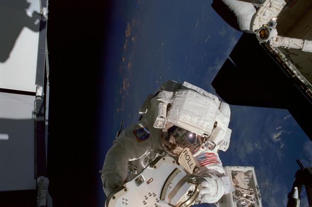 NASA image: MS Noriega works with a PFR during the third EVA of STS-97
