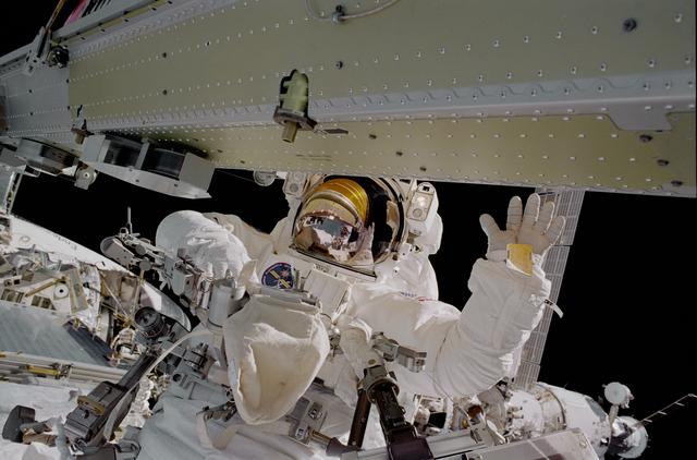 NASA image: MS Noriega works on the P6 Solar Array during the third EVA of STS-97