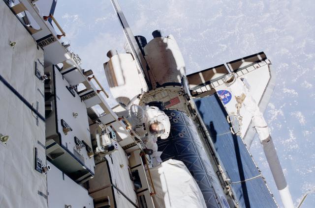 NASA image: MS Curbeam and U.S. Destiny Laboratory Module during EVA 1