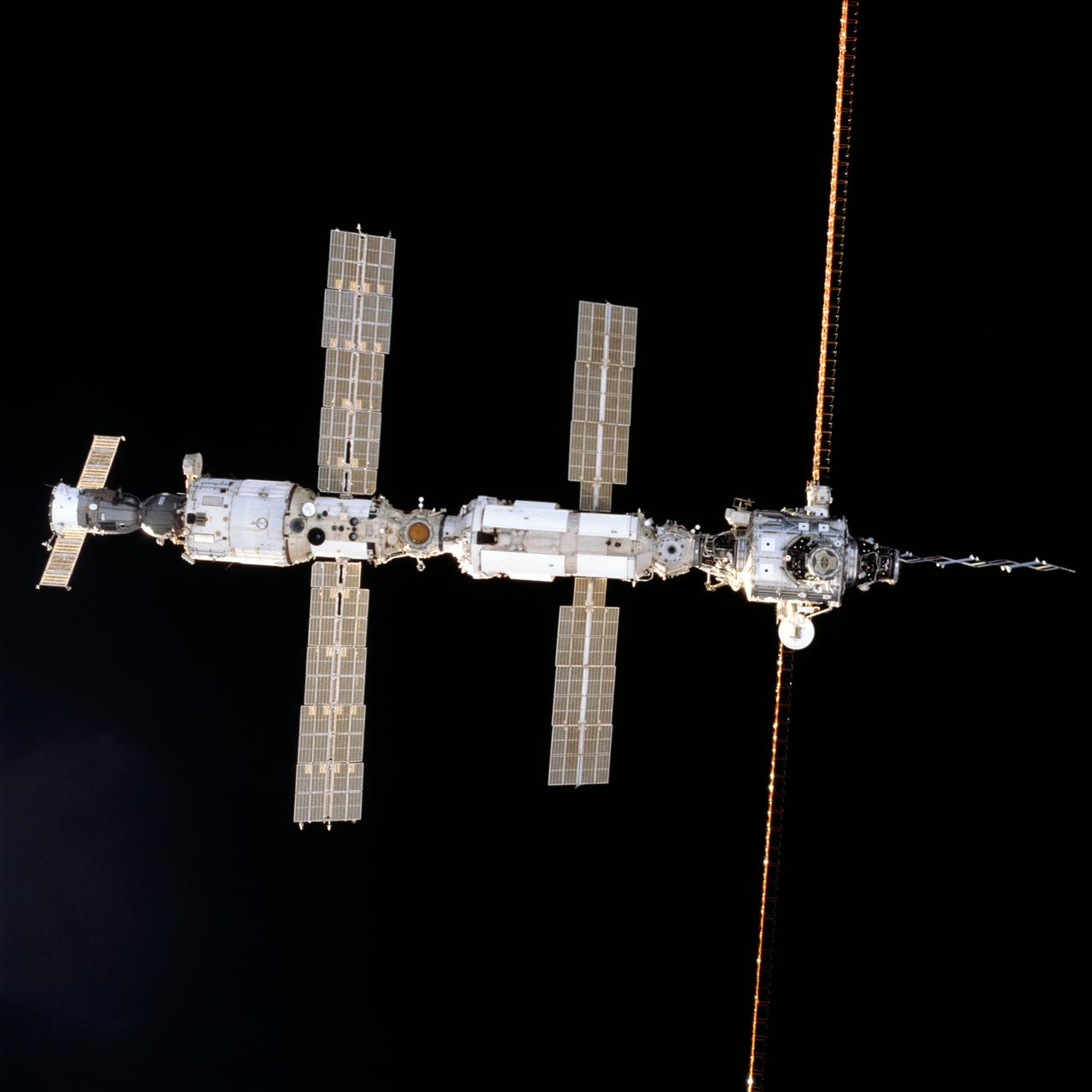 STS098-707-019 (9 February 2001) --- This close view of the International Space Station (ISS), backdropped against the blackness of space, was photographed by one of the astronauts onboard the Space Shuttle Atlantis as it approached the station for docking on Feb. 9, at 10:51 a.m. (CST).