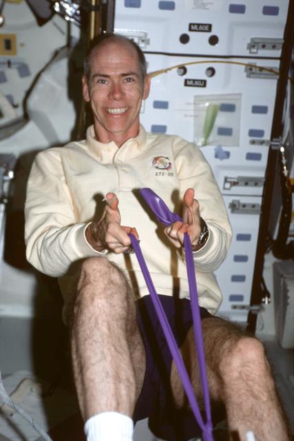 NASA image: Barry exercising in the middeck