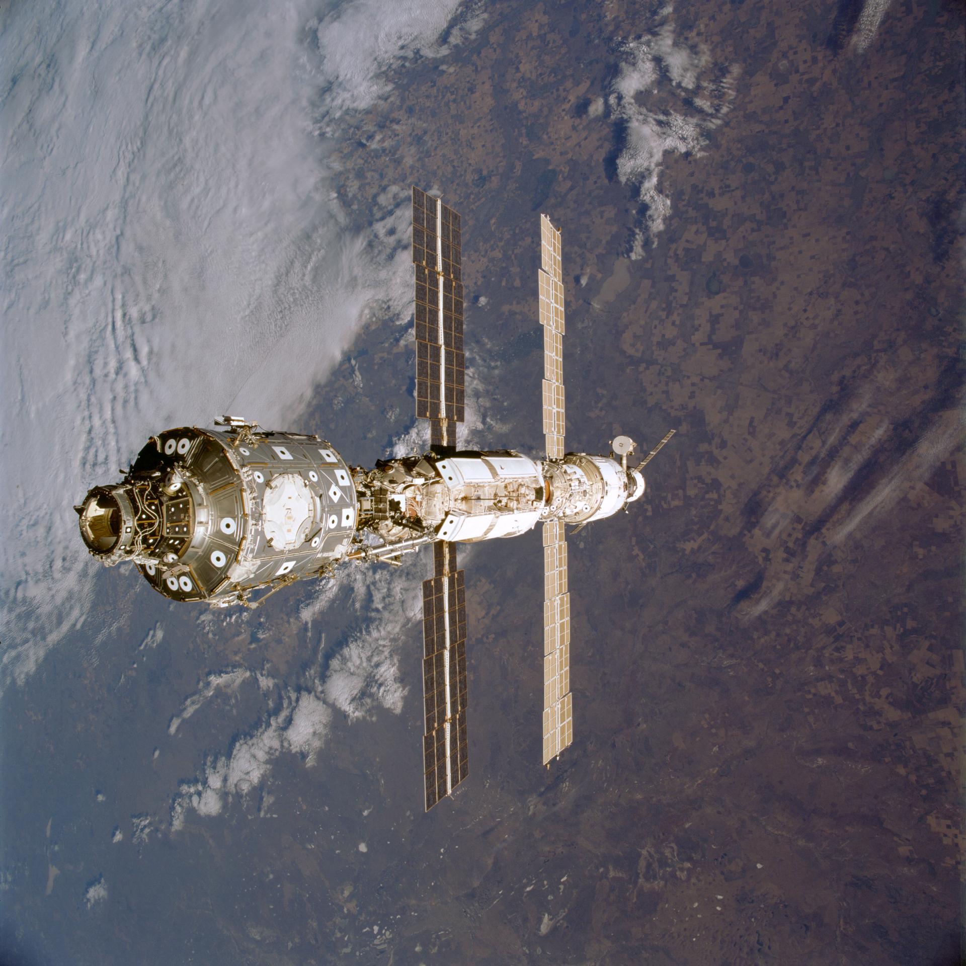 The International Space Station seen in orbit above Earth in 2000.