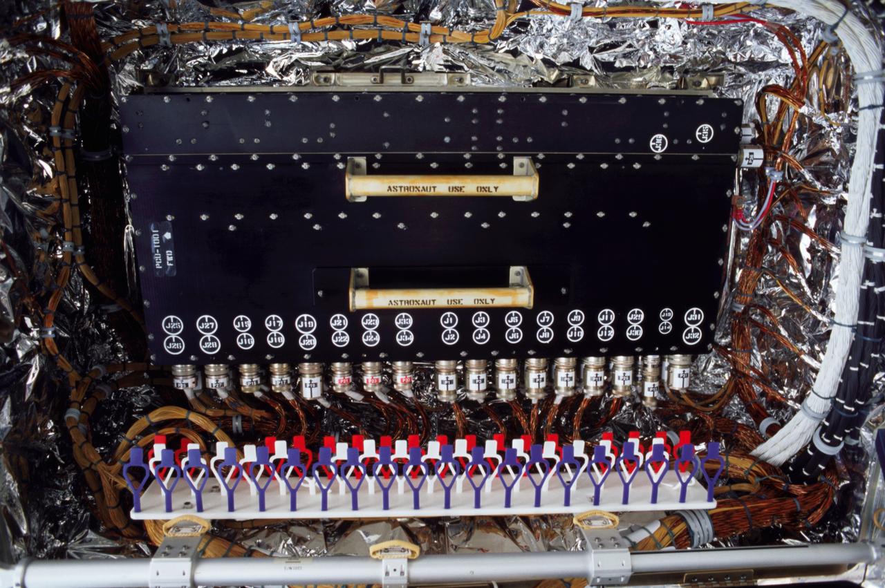 STS109-322-025 (1-12 March 2002) --- A close-up view of the power control unit or PCU, which is the heart of the Hubble Space Telescope (HST) power system. Astronauts John M. Grunsfeld and Richard M. Linnehan, STS-109 payload commander and mission specialist, respectively, replaced the PCU on March 6, 2002, during the third space walk of the mission.