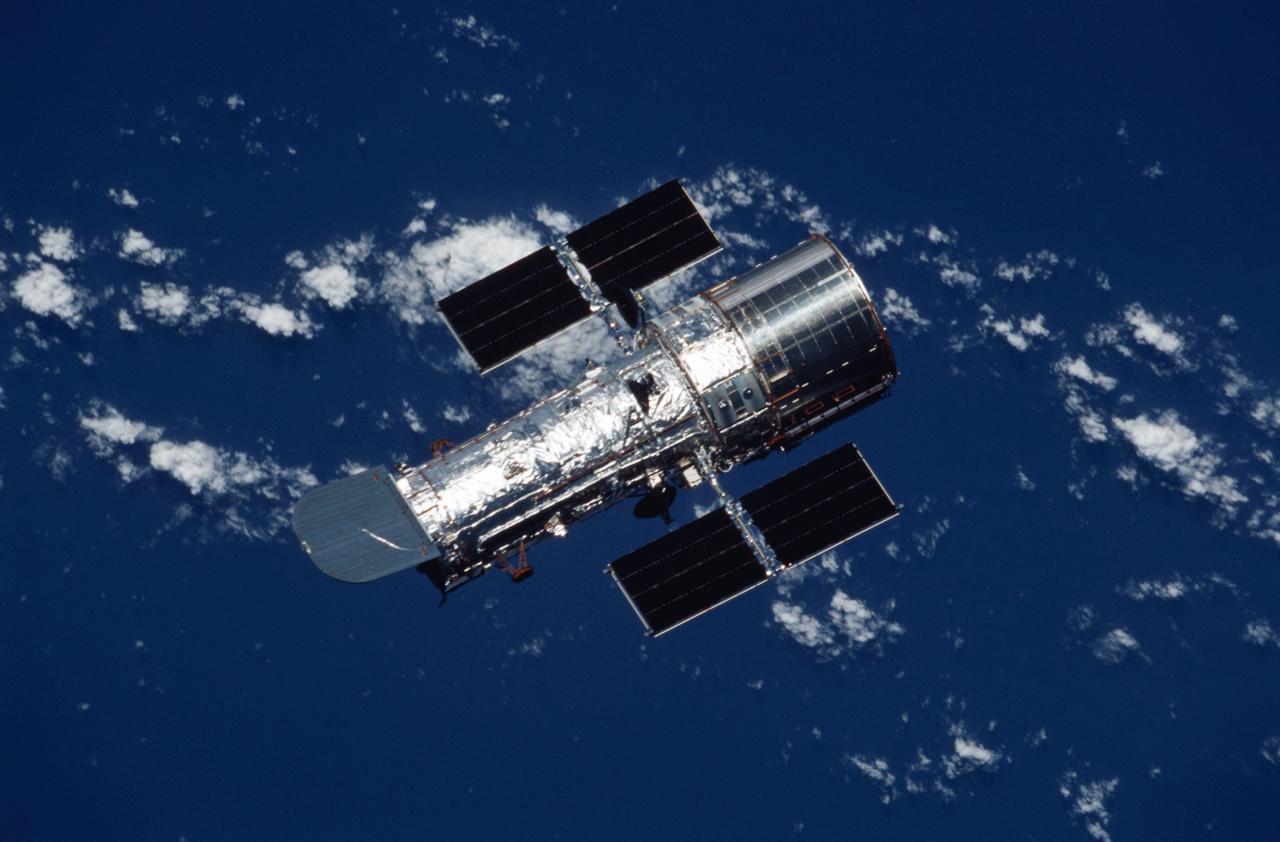 STS109-331-010 (9 March 2002) --- The Hubble Space Telescope (HST) heads back toward its normal routine, after a week of servicing and upgrading by the STS-109 astronaut crew on board the Space Shuttle Columbia.
