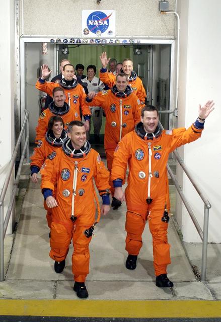 NASA image: STS-109 crew walkout to van