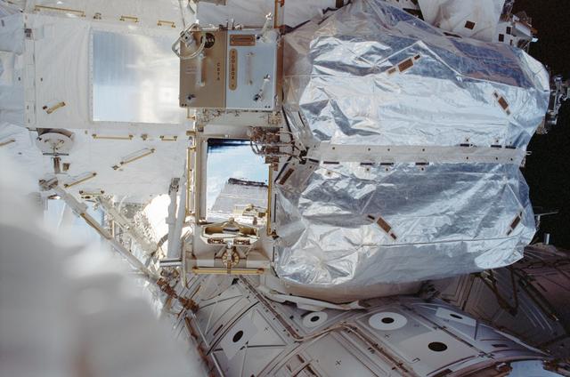 NASA image: View of the MLI on the CMG on the Z1 truss taken during STS-111 UF-2 EVA 1