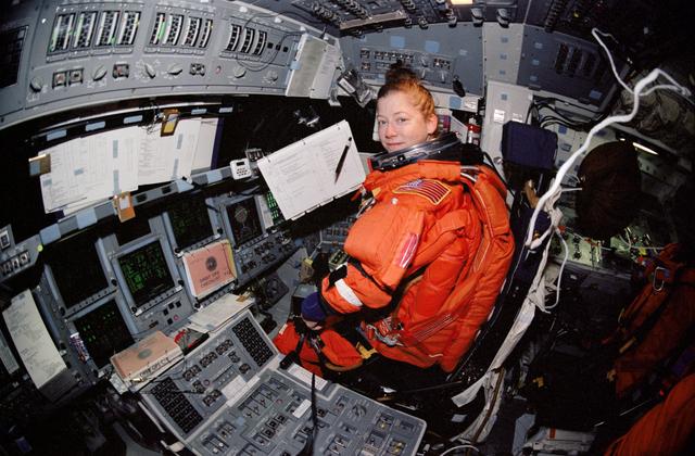 NASA image: Fish-eye view of STS-112 crew on middeck