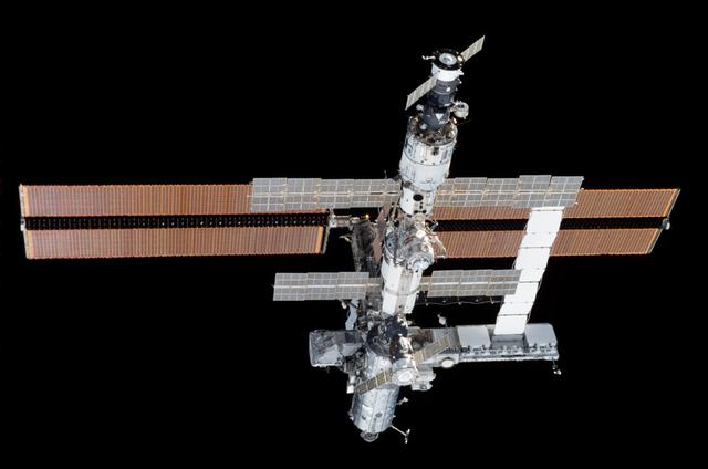 NASA image: Aft nadir view of the ISS taken during STS-112 9A Flyaround
