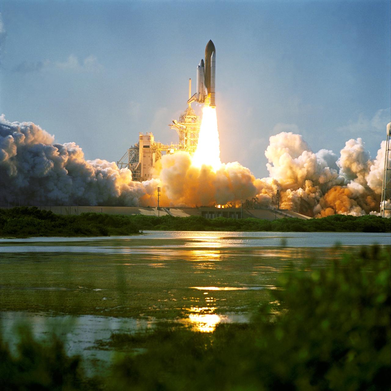 STS112-S-012 (7 October 2002) --- An automated camera records the launch of mission STS-112, the 15th assembly flight to the International Space Station. Liftoff from Launch Pad 39B occurred at 3:46 p.m. (EDT), October 7, 2002. Atlantis carried the S1 Integrated Truss Structure and the Crew and Equipment Translation Aid (CETA) Cart A. The CETA is the first of two human-powered carts that will ride along the ISS railway, providing mobile work platforms for future spacewalking astronauts. On the 11-day mission, three spacewalks were successful in attaching the S1 truss to the Station and performing other scheduled ISS work. The STS-112 crew members of Atlantis are Jeffrey S. Ashby, commander; Pamela A. Melroy, pilot; and David A. Wolf, Piers J. Sellers, Sandra H. Magnus and Rosaviakosmos' Fyodor N. Yurchikhin, all mission specialists.