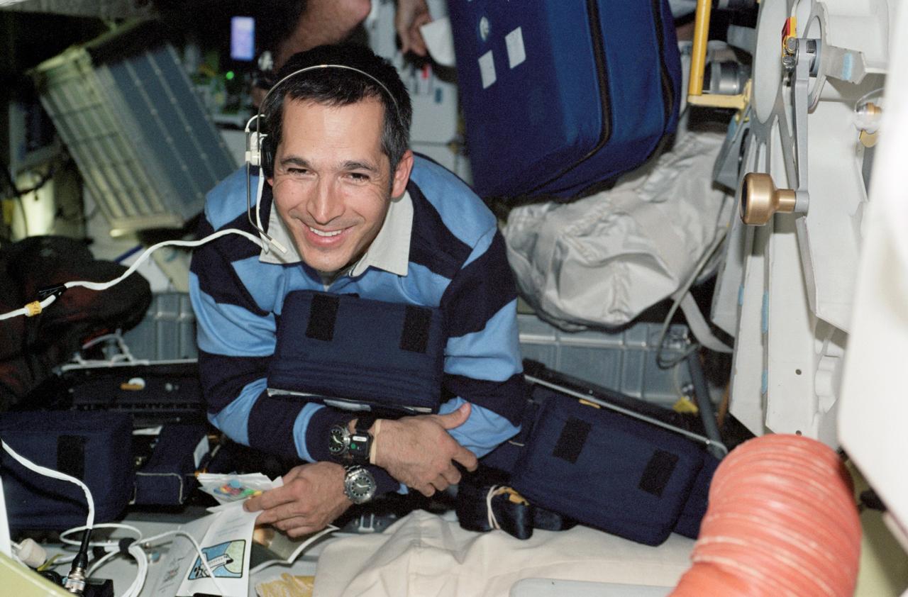 STS113-339-007 (23 November – 7 December 2002) --- Astronaut John B. Herrington, STS-113 mission specialist, pictured on the middeck of the Space Shuttle Endeavour.