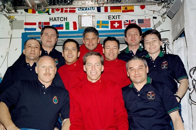 NASA image: STS-113, Expedition Five and Six In-flight Crew Portrait in the U.S. Laboratory for STS-113