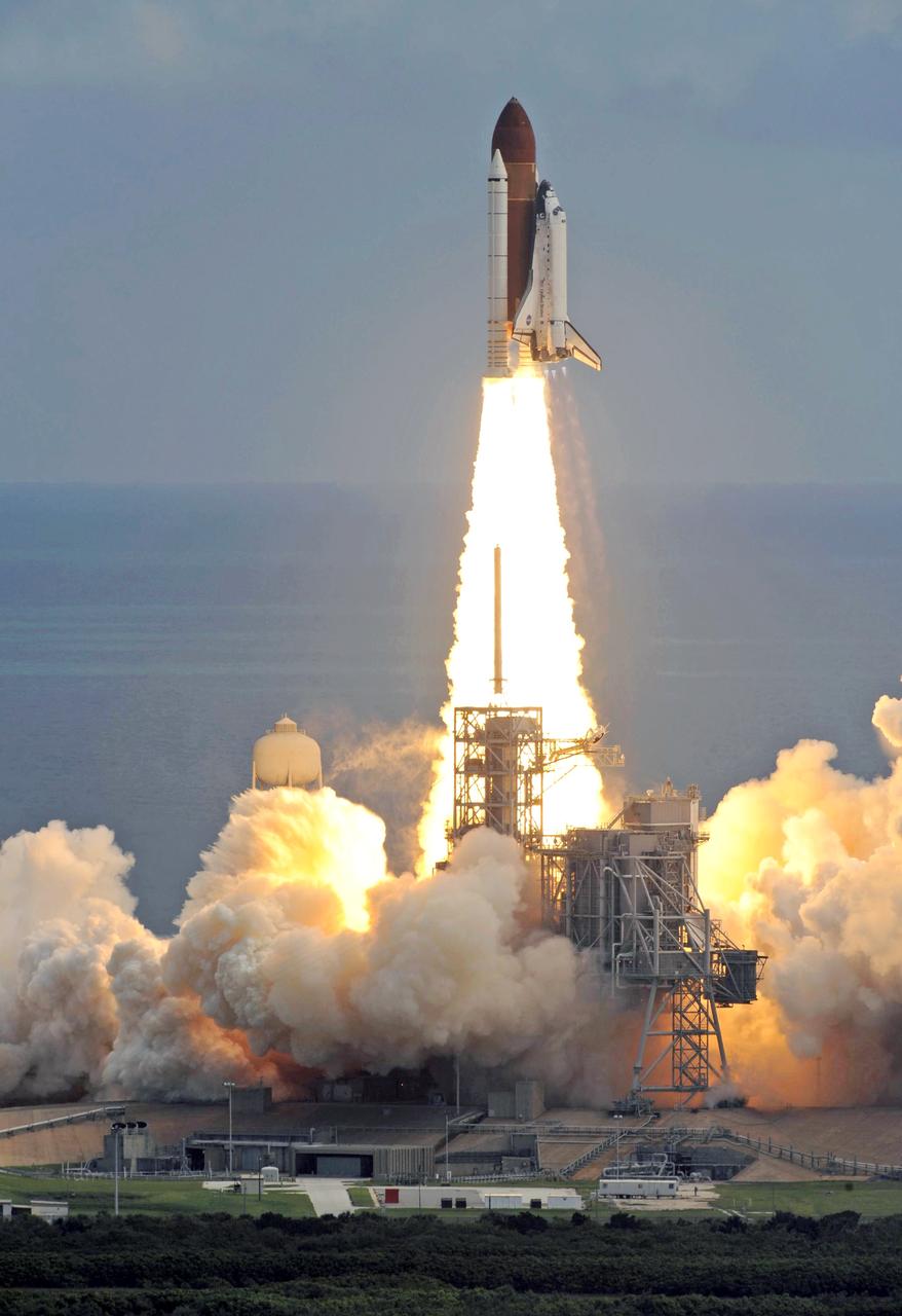 STS120-S-021 (23 Oct. 2007) --- The Space Shuttle Discovery and its seven-member STS-120 crew head toward Earth-orbit and a scheduled link-up with the International Space Station. Liftoff from Kennedy Space Center's launch pad 39A occurred at 11:38:19 a.m. (EDT). Onboard are astronauts Pam Melroy, commander; George Zamka, pilot; Scott Parazynski, Stephanie Wilson, Doug Wheelock, European Space Agency's (ESA) Paolo Nespoli and Daniel Tani, all mission specialists. Discovery will link up with the station on Thursday, Oct. 25, to begin a joint mission to continue construction by delivering the Italian-built U.S. Node 2, called Harmony. During the 14-day mission, the crew will install Harmony and move the P6 solar arrays to their permanent position and deploy them.