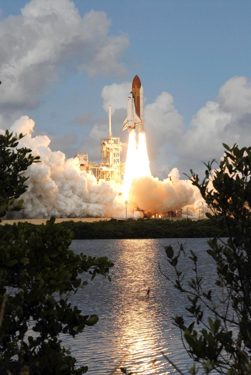 STS120-S-022 (23 Oct. 2007) --- The Space Shuttle Discovery and its seven-member STS-120 crew head toward Earth-orbit and a scheduled link-up with the International Space Station. Liftoff from Kennedy Space Center's launch pad 39A occurred at 11:38:19 a.m. (EDT). Onboard are astronauts Pam Melroy, commander; George Zamka, pilot; Scott Parazynski, Stephanie Wilson, Doug Wheelock, European Space Agency's (ESA) Paolo Nespoli and Daniel Tani, all mission specialists. Discovery will link up with the station on Thursday, Oct. 25, to begin a joint mission to continue construction by delivering the Italian-built U.S. Node 2, called Harmony. During the 14-day mission, the crew will install Harmony and move the P6 solar arrays to their permanent position and deploy them.
