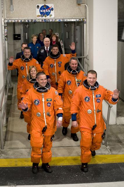 NASA image: STS-130 Crew Walkout to Astrovan