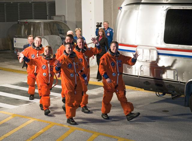 NASA image: STS-130 Crew Walkout to Astrovan
