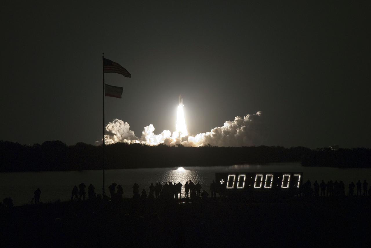 STS130-S-017 (8 Feb. 2010) --- Against a black night sky, space shuttle Endeavour and its six-member STS-130 crew head toward Earth orbit and rendezvous with the International Space Station. Liftoff was at 4:14 a.m. (EST) on Feb. 8, 2010 from launch pad 39A at NASA's Kennedy Space Center. Onboard are NASA astronauts George Zamka, commander; Terry Virts, pilot; Robert Behnken, Kathryn Hire, Nicholas Patrick and Stephen Robinson, all mission specialists. This was the second launch attempt for Endeavour's STS-130 crew and the final scheduled space shuttle night launch. The first attempt on Feb. 7 was scrubbed due to unfavorable weather. The primary payload for the STS-130 mission to the International Space Station is the Tranquility node, a pressurized module that will provide additional room for crew members and many of the station's life support and environmental control systems. Attached to one end of Tranquility is the Cupola module, a unique work area with six windows on its sides and one on top. The Cupola resembles a circular bay window and will provide a vastly improved view of the station's exterior. The multi-directional view will allow the crew to monitor spacewalks and docking operations, as well as provide a spectacular view of Earth and other celestial objects. The module was built in Turin, Italy, by Thales Alenia Space for the European Space Agency.