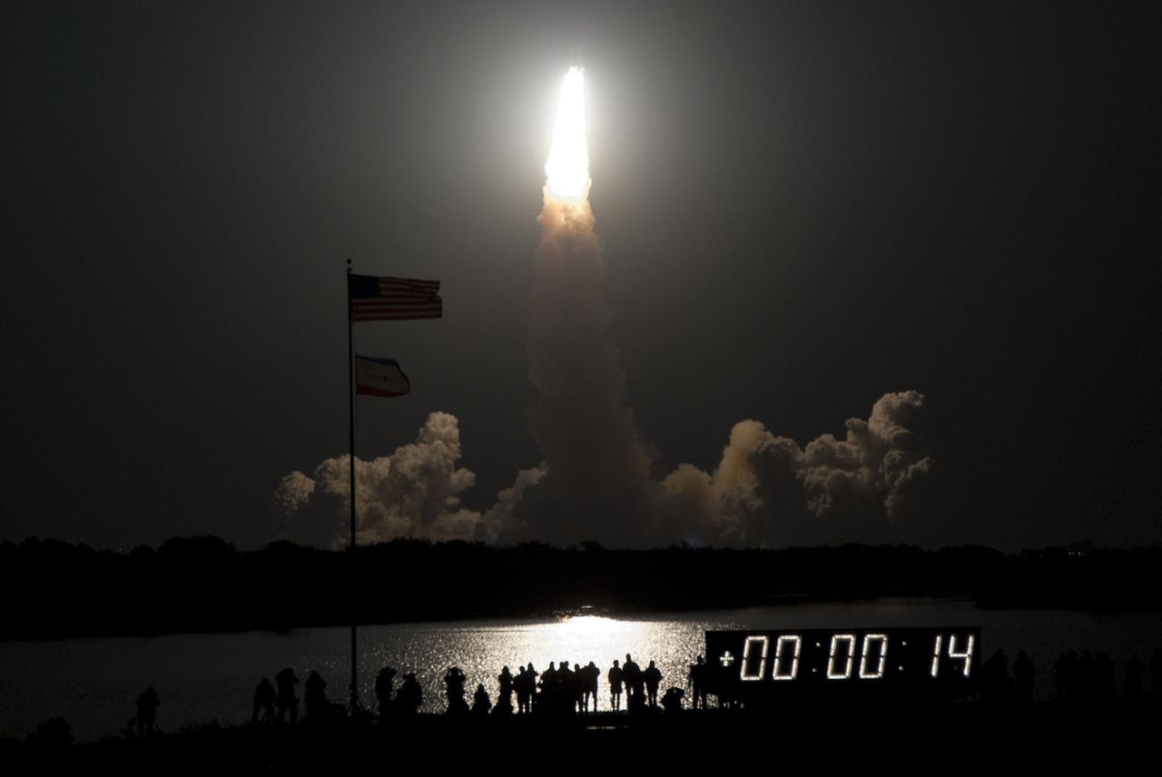 STS130-S-018 (8 Feb. 2010) --- Against a black night sky, space shuttle Endeavour and its six-member STS-130 crew head toward Earth orbit and rendezvous with the International Space Station. Liftoff was at 4:14 a.m. (EST) on Feb. 8, 2010 from launch pad 39A at NASA's Kennedy Space Center. Onboard are NASA astronauts George Zamka, commander; Terry Virts, pilot; Robert Behnken, Kathryn Hire, Nicholas Patrick and Stephen Robinson, all mission specialists. This was the second launch attempt for Endeavour's STS-130 crew and the final scheduled space shuttle night launch. The first attempt on Feb. 7 was scrubbed due to unfavorable weather. The primary payload for the STS-130 mission to the International Space Station is the Tranquility node, a pressurized module that will provide additional room for crew members and many of the station's life support and environmental control systems. Attached to one end of Tranquility is the Cupola module, a unique work area with six windows on its sides and one on top. The Cupola resembles a circular bay window and will provide a vastly improved view of the station's exterior. The multi-directional view will allow the crew to monitor spacewalks and docking operations, as well as provide a spectacular view of Earth and other celestial objects. The module was built in Turin, Italy, by Thales Alenia Space for the European Space Agency.