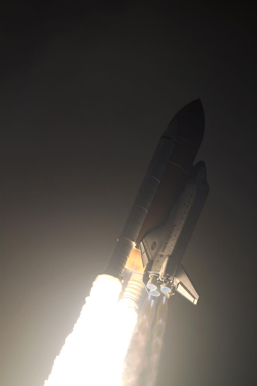 STS130-S-029 (8 Feb. 2010) --- Against a black night sky, space shuttle Endeavour and its six-member STS-130 crew head toward Earth orbit and rendezvous with the International Space Station. Liftoff was at 4:14 a.m. (EST) on Feb. 8, 2010 from launch pad 39A at NASA's Kennedy Space Center. Onboard are NASA astronauts George Zamka, commander; Terry Virts, pilot; Robert Behnken, Kathryn Hire, Nicholas Patrick and Stephen Robinson, all mission specialists. This was the second launch attempt for Endeavour's STS-130 crew and the final scheduled space shuttle night launch. The first attempt on Feb. 7 was scrubbed due to unfavorable weather. The primary payload for the STS-130 mission to the International Space Station is the Tranquility node, a pressurized module that will provide additional room for crew members and many of the station's life support and environmental control systems. Attached to one end of Tranquility is the Cupola module, a unique work area with six windows on its sides and one on top. The Cupola resembles a circular bay window and will provide a vastly improved view of the station's exterior. The multi-directional view will allow the crew to monitor spacewalks and docking operations, as well as provide a spectacular view of Earth and other celestial objects. The module was built in Turin, Italy, by Thales Alenia Space for the European Space Agency.