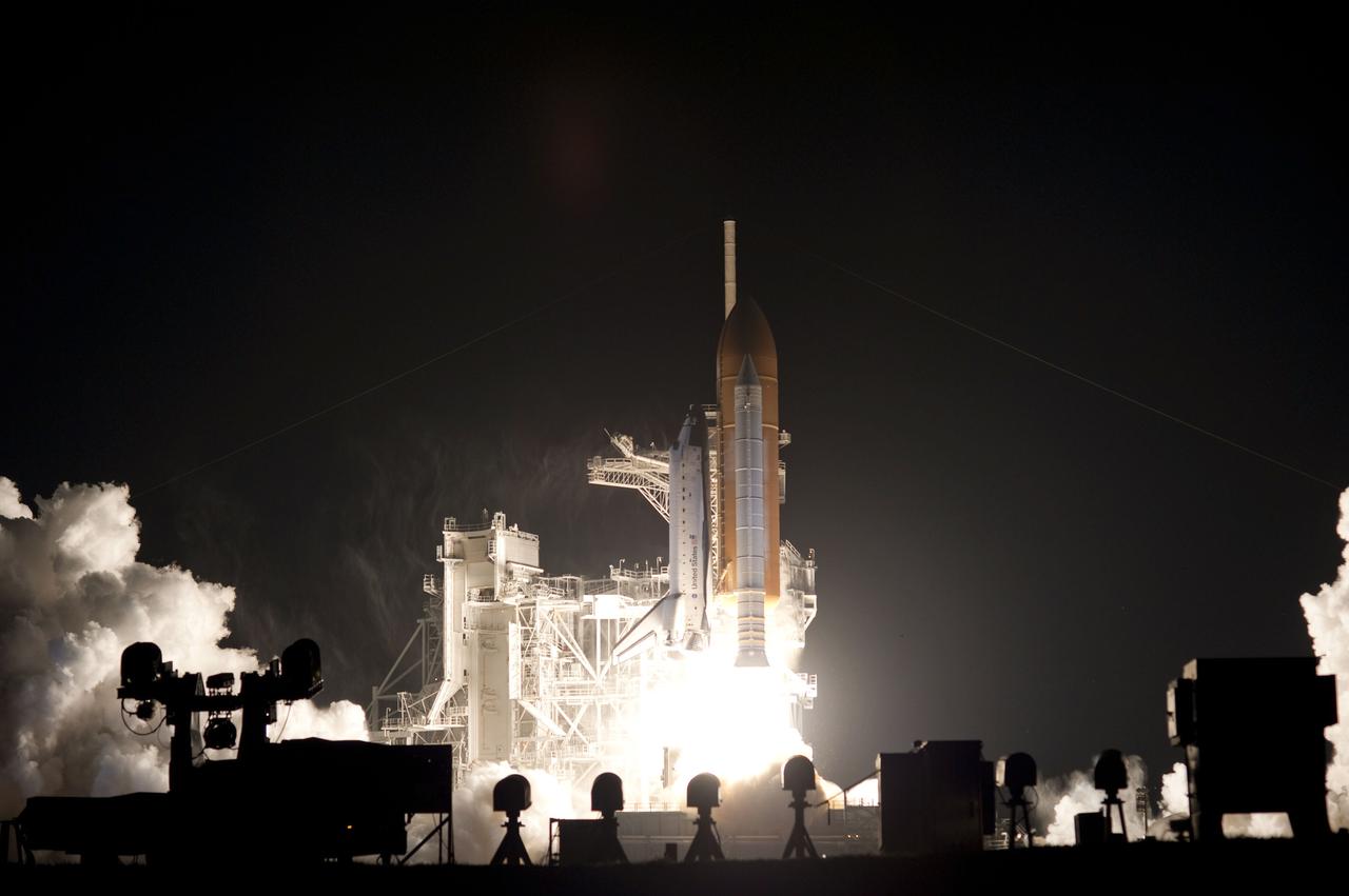 STS130-S-032 (8 Feb. 2010) --- Against a black night sky, space shuttle Endeavour and its six-member STS-130 crew head toward Earth orbit and rendezvous with the International Space Station. Liftoff was at 4:14 a.m. (EST) on Feb. 8, 2010 from launch pad 39A at NASA's Kennedy Space Center. Onboard are NASA astronauts George Zamka, commander; Terry Virts, pilot; Robert Behnken, Kathryn Hire, Nicholas Patrick and Stephen Robinson, all mission specialists. This was the second launch attempt for Endeavour's STS-130 crew and the final scheduled space shuttle night launch. The first attempt on Feb. 7 was scrubbed due to unfavorable weather. The primary payload for the STS-130 mission to the International Space Station is the Tranquility node, a pressurized module that will provide additional room for crew members and many of the station's life support and environmental control systems. Attached to one end of Tranquility is the Cupola module, a unique work area with six windows on its sides and one on top. The Cupola resembles a circular bay window and will provide a vastly improved view of the station's exterior. The multi-directional view will allow the crew to monitor spacewalks and docking operations, as well as provide a spectacular view of Earth and other celestial objects. The module was built in Turin, Italy, by Thales Alenia Space for the European Space Agency.