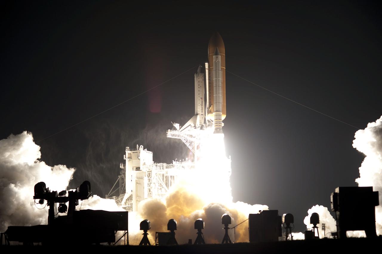 STS130-S-033 (8 Feb. 2010) --- Against a black night sky, space shuttle Endeavour and its six-member STS-130 crew head toward Earth orbit and rendezvous with the International Space Station. Liftoff was at 4:14 a.m. (EST) on Feb. 8, 2010 from launch pad 39A at NASA's Kennedy Space Center. Onboard are NASA astronauts George Zamka, commander; Terry Virts, pilot; Robert Behnken, Kathryn Hire, Nicholas Patrick and Stephen Robinson, all mission specialists. This was the second launch attempt for Endeavour's STS-130 crew and the final scheduled space shuttle night launch. The first attempt on Feb. 7 was scrubbed due to unfavorable weather. The primary payload for the STS-130 mission to the International Space Station is the Tranquility node, a pressurized module that will provide additional room for crew members and many of the station's life support and environmental control systems. Attached to one end of Tranquility is the Cupola module, a unique work area with six windows on its sides and one on top. The Cupola resembles a circular bay window and will provide a vastly improved view of the station's exterior. The multi-directional view will allow the crew to monitor spacewalks and docking operations, as well as provide a spectacular view of Earth and other celestial objects. The module was built in Turin, Italy, by Thales Alenia Space for the European Space Agency.