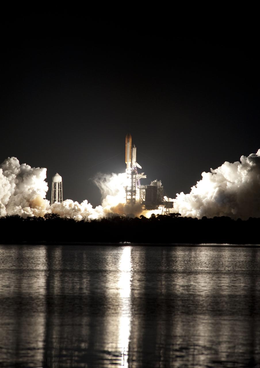 STS131-S-021 (5 April 2010) --- Space shuttle Discovery and its seven-member STS-131 crew head toward Earth orbit and rendezvous with the International Space Station. Liftoff was at 6:21 a.m. (EDT) on April 5, 2010, from launch pad 39A at NASA's Kennedy Space Center. Onboard are NASA astronauts Alan Poindexter, commander; James P. Dutton Jr., pilot; Rick Mastracchio, Dorothy Metcalf-Lindenburger, Stephanie Wilson and Clayton Anderson; along with Japan Aerospace Exploration Agency (JAXA) astronaut Naoko Yamazaki, all mission specialists. The crew will deliver the multi-purpose logistics module Leonardo, filled with supplies, a new crew sleeping quarters and science racks that will be transferred to the International Space Station's laboratories. The crew also will switch out a gyroscope on the station’s truss structure, install a spare ammonia storage tank and retrieve a Japanese experiment from the station’s exterior. STS-131 is the 33rd shuttle mission to the station and the 131st shuttle mission overall.