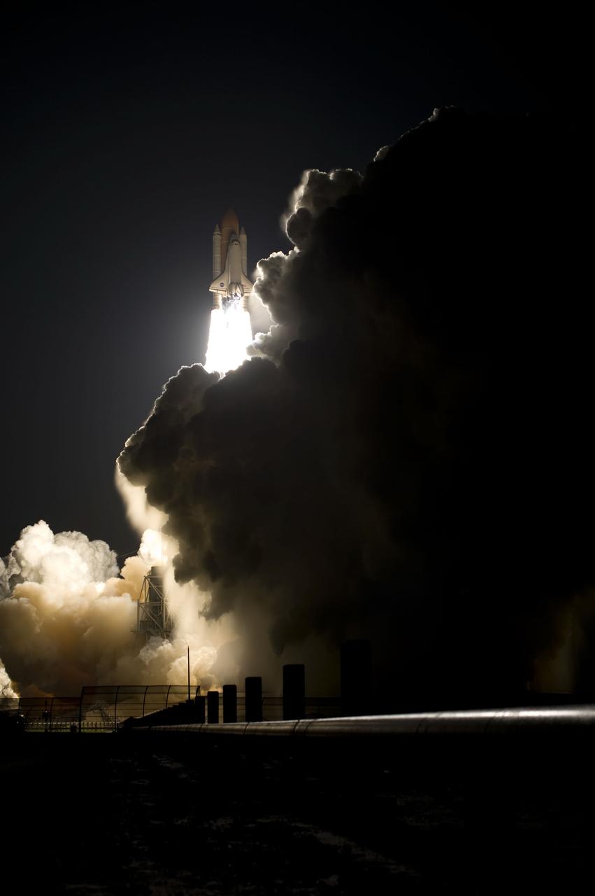 STS131-S-024 (5 April 2010) --- Space shuttle Discovery and its seven-member STS-131 crew head toward Earth orbit and rendezvous with the International Space Station. Liftoff was at 6:21 a.m. (EDT) on April 5, 2010, from launch pad 39A at NASA's Kennedy Space Center. Onboard are NASA astronauts Alan Poindexter, commander; James P. Dutton Jr., pilot; Rick Mastracchio, Dorothy Metcalf-Lindenburger, Stephanie Wilson and Clayton Anderson; along with Japan Aerospace Exploration Agency (JAXA) astronaut Naoko Yamazaki, all mission specialists. The crew will deliver the multi-purpose logistics module Leonardo, filled with supplies, a new crew sleeping quarters and science racks that will be transferred to the International Space Station's laboratories. The crew also will switch out a gyroscope on the station’s truss structure, install a spare ammonia storage tank and retrieve a Japanese experiment from the station’s exterior. STS-131 is the 33rd shuttle mission to the station and the 131st shuttle mission overall.