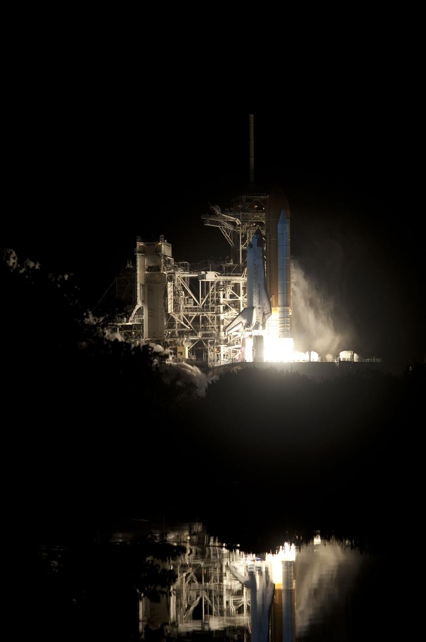 STS131-S-026 (5 April 2010) --- Space shuttle Discovery and its seven-member STS-131 crew head toward Earth orbit and rendezvous with the International Space Station. Liftoff was at 6:21 a.m. (EDT) on April 5, 2010, from launch pad 39A at NASA's Kennedy Space Center. Onboard are NASA astronauts Alan Poindexter, commander; James P. Dutton Jr., pilot; Rick Mastracchio, Dorothy Metcalf-Lindenburger, Stephanie Wilson and Clayton Anderson; along with Japan Aerospace Exploration Agency (JAXA) astronaut Naoko Yamazaki, all mission specialists. The crew will deliver the multi-purpose logistics module Leonardo, filled with supplies, a new crew sleeping quarters and science racks that will be transferred to the International Space Station's laboratories. The crew also will switch out a gyroscope on the station’s truss structure, install a spare ammonia storage tank and retrieve a Japanese experiment from the station’s exterior. STS-131 is the 33rd shuttle mission to the station and the 131st shuttle mission overall.