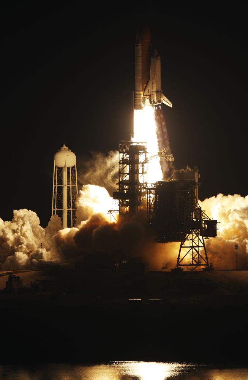 STS131-S-033 (5 April 2010) --- Space shuttle Discovery and its seven-member STS-131 crew head toward Earth orbit and rendezvous with the International Space Station. Liftoff was at 6:21 a.m. (EDT) on April 5, 2010, from launch pad 39A at NASA's Kennedy Space Center. Onboard are NASA astronauts Alan Poindexter, commander; James P. Dutton Jr., pilot; Rick Mastracchio, Dorothy Metcalf-Lindenburger, Stephanie Wilson and Clayton Anderson; along with Japan Aerospace Exploration Agency (JAXA) astronaut Naoko Yamazaki, all mission specialists. The crew will deliver the multi-purpose logistics module Leonardo, filled with supplies, a new crew sleeping quarters and science racks that will be transferred to the International Space Station's laboratories. The crew also will switch out a gyroscope on the station’s truss structure, install a spare ammonia storage tank and retrieve a Japanese experiment from the station’s exterior. STS-131 is the 33rd shuttle mission to the station and the 131st shuttle mission overall.