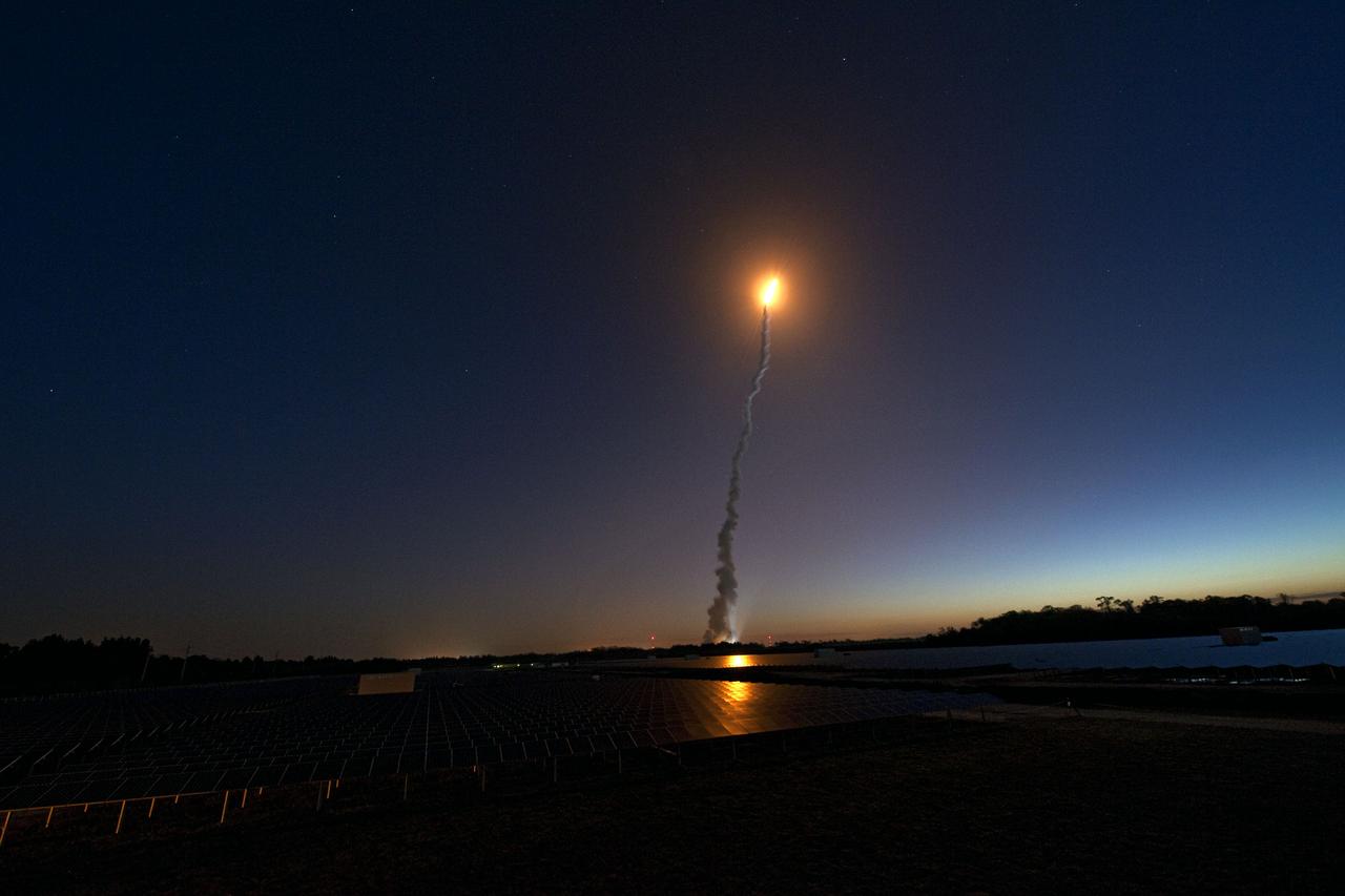 STS131-S-076 (5 April 2010) --- Space shuttle Discovery and its seven-member STS-131 crew head toward Earth orbit and rendezvous with the International Space Station. Liftoff was at 6:21 a.m. (EDT) on April 5, 2010, from launch pad 39A at NASA's Kennedy Space Center. Onboard are NASA astronauts Alan Poindexter, commander; James P. Dutton Jr., pilot; Rick Mastracchio, Dorothy Metcalf-Lindenburger, Stephanie Wilson and Clayton Anderson; along with Japan Aerospace Exploration Agency (JAXA) astronaut Naoko Yamazaki, all mission specialists. The crew will deliver the multi-purpose logistics module Leonardo, filled with supplies, a new crew sleeping quarters and science racks that will be transferred to the International Space Station's laboratories. The crew also will switch out a gyroscope on the station’s truss structure, install a spare ammonia storage tank and retrieve a Japanese experiment from the station’s exterior. STS-131 is the 33rd shuttle mission to the station and the 131st shuttle mission overall.