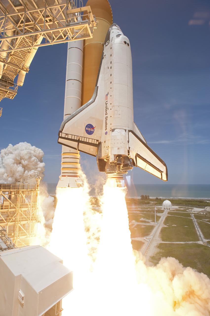 STS132-S-061 (14 May 2010) --- Space shuttle Atlantis and its six-member STS-132 crew head toward Earth orbit and rendezvous with the International Space Station. Liftoff was at 2:20 p.m. (EDT) on May 14, 2010, from launch pad 39A at NASA's Kennedy Space Center. Onboard are NASA astronauts Ken Ham, commander; Tony Antonelli, pilot; Garrett Reisman, Michael Good, Steve Bowen and Piers Sellers, all mission specialists. The crew will deliver the Russian-built Mini-Research Module 1 (MRM-1) to the International Space Station. Named Rassvet, Russian for "dawn," the module is the second in a series of new pressurized components for Russia and will be permanently attached to the Earth-facing port of the Zarya Functional Cargo Block (FGB). Rassvet will be used for cargo storage and will provide an additional docking port to the station. Also aboard Atlantis is an Integrated Cargo Carrier, or ICC, an unpressurized flat bed pallet and keel yoke assembly used to support the transfer of exterior cargo from the shuttle to the station. STS-132 is the 34th mission to the station and the last scheduled flight for Atlantis.   For more information on the STS-132 mission objectives, payload and crew, visit www.nasa.gov/mission_pages/shuttle/shuttlemissions/sts132/index.html. Photo credit: NASA/Sandra Joseph and Kevin O'Connell