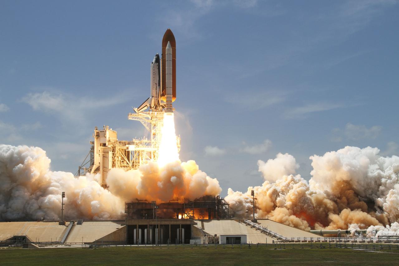 STS132-S-072 (14 May 2010) --- Space shuttle Atlantis and its six-member STS-132 crew head toward Earth orbit and rendezvous with the International Space Station. Liftoff was at 2:20 p.m. (EDT) on May 14, 2010, from launch pad 39A at NASA's Kennedy Space Center. Onboard are NASA astronauts Ken Ham, commander; Tony Antonelli, pilot; Garrett Reisman, Michael Good, Steve Bowen and Piers Sellers, all mission specialists. The crew will deliver the Russian-built Mini-Research Module 1 (MRM-1) to the International Space Station. Named Rassvet, Russian for "dawn," the module is the second in a series of new pressurized components for Russia and will be permanently attached to the Earth-facing port of the Zarya Functional Cargo Block (FGB). Rassvet will be used for cargo storage and will provide an additional docking port to the station. Also aboard Atlantis is an Integrated Cargo Carrier, or ICC, an unpressurized flat bed pallet and keel yoke assembly used to support the transfer of exterior cargo from the shuttle to the station. STS-132 is the 34th mission to the station and the last scheduled flight for Atlantis.