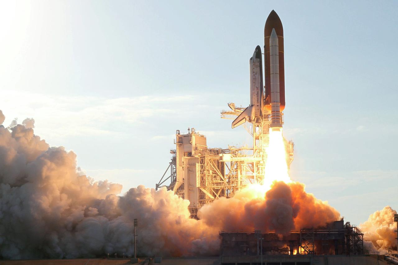 STS133-S-039 (24 Feb. 2011) --- Space shuttle Discovery and its six-member STS-133 crew head toward Earth orbit and rendezvous with the International Space Station. Liftoff was at 4:53 p.m. (EST) on Feb. 24, 2011, from Launch Pad 39A at NASA’s Kennedy Space Center. Onboard are NASA astronauts Steve Lindsey, commander; Eric Boe, pilot; Steve Bowen, Alvin Drew, Michael Barratt and Nicole Stott, all mission specialists. Discovery and its six-member crew are on a mission to deliver the Permanent Multipurpose Module, packed with supplies and critical spare parts, as well as Robonaut 2, the dexterous humanoid astronaut helper, to the International Space Station. Discovery is making its 39th mission and is scheduled to be retired following STS-133. This is the 133rd Space Shuttle Program mission and the 35th shuttle voyage to the space station. Photo credit: NASA or National Aeronautics and Space Administration