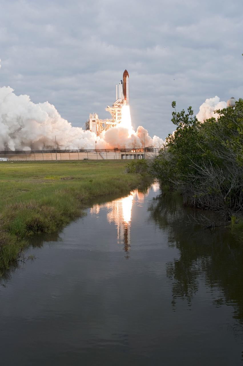 STS134-S-051 (16 May 2011) --- Space shuttle Endeavour and its six-member STS-134 crew head toward Earth orbit and rendezvous with the International Space Station. Liftoff was at 8:56 a.m. (EDT) on May 16, 2011, from Launch Pad 39A at NASA's Kennedy Space Center. Onboard are NASA astronauts Mark Kelly, commander; Greg H. Johnson, pilot; Michael Fincke, Andrew Feustel, Greg Chamitoff and European Space Agency astronaut Roberto Vittori, all mission specialists. STS-134 will deliver the Alpha Magnetic Spectrometer-2 (AMS), Express Logistics Carrier-3, a high-pressure gas tank and additional spare parts for the Dextre robotic helper to the International Space Station. STS-134 is the final spaceflight for Endeavour. Photo credit: NASA