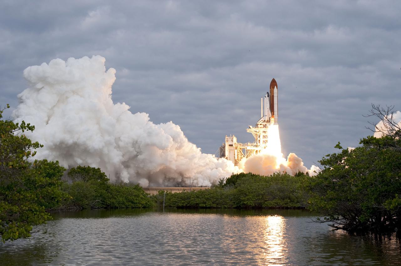 STS134-S-054 (16 May 2011) --- Space shuttle Endeavour and its six-member STS-134 crew head toward Earth orbit and rendezvous with the International Space Station. Liftoff was at 8:56 a.m. (EDT) on May 16, 2011, from Launch Pad 39A at NASA's Kennedy Space Center. Onboard are NASA astronauts Mark Kelly, commander; Greg H. Johnson, pilot; Michael Fincke, Andrew Feustel, Greg Chamitoff and European Space Agency astronaut Roberto Vittori, all mission specialists. STS-134 will deliver the Alpha Magnetic Spectrometer-2 (AMS), Express Logistics Carrier-3, a high-pressure gas tank and additional spare parts for the Dextre robotic helper to the International Space Station. STS-134 is the final spaceflight for Endeavour. Photo credit: NASA