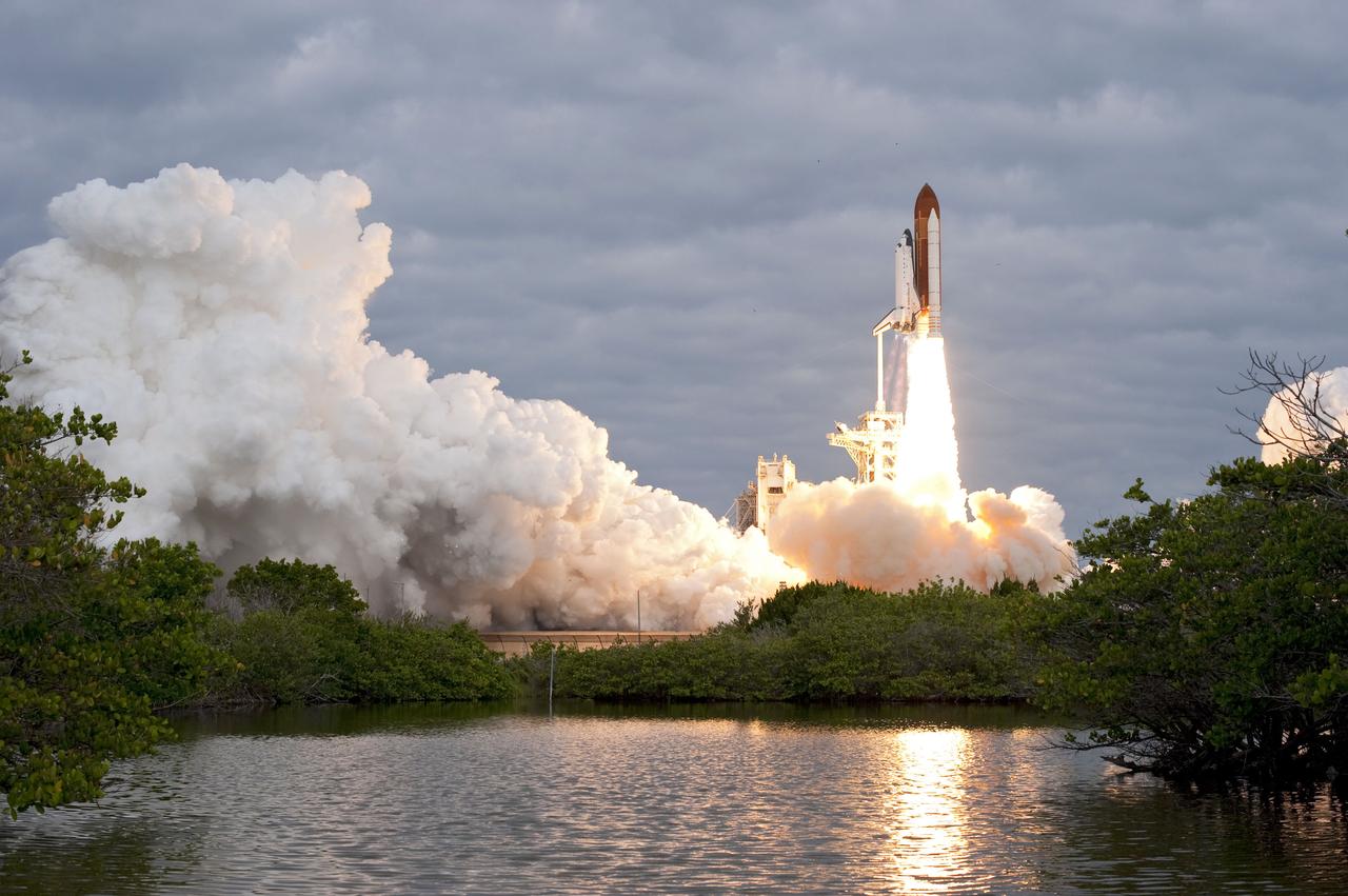 STS134-S-055 (16 May 2011) --- Space shuttle Endeavour and its six-member STS-134 crew head toward Earth orbit and rendezvous with the International Space Station. Liftoff was at 8:56 a.m. (EDT) on May 16, 2011, from Launch Pad 39A at NASA's Kennedy Space Center. Onboard are NASA astronauts Mark Kelly, commander; Greg H. Johnson, pilot; Michael Fincke, Andrew Feustel, Greg Chamitoff and European Space Agency astronaut Roberto Vittori, all mission specialists. STS-134 will deliver the Alpha Magnetic Spectrometer-2 (AMS), Express Logistics Carrier-3, a high-pressure gas tank and additional spare parts for the Dextre robotic helper to the International Space Station. STS-134 is the final spaceflight for Endeavour. Photo credit: NASA