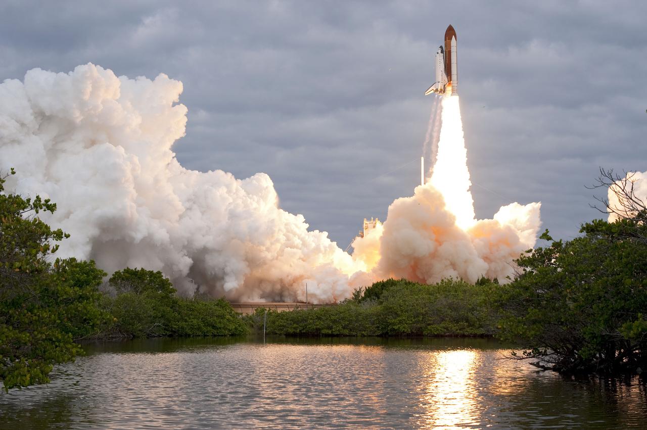 STS134-S-056 (16 May 2011) --- Space shuttle Endeavour and its six-member STS-134 crew head toward Earth orbit and rendezvous with the International Space Station. Liftoff was at 8:56 a.m. (EDT) on May 16, 2011, from Launch Pad 39A at NASA's Kennedy Space Center. Onboard are NASA astronauts Mark Kelly, commander; Greg H. Johnson, pilot; Michael Fincke, Andrew Feustel, Greg Chamitoff and European Space Agency astronaut Roberto Vittori, all mission specialists. STS-134 will deliver the Alpha Magnetic Spectrometer-2 (AMS), Express Logistics Carrier-3, a high-pressure gas tank and additional spare parts for the Dextre robotic helper to the International Space Station. STS-134 is the final spaceflight for Endeavour. Photo credit: NASA