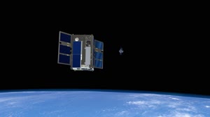 One Water-Powered NASA Spacecraft Commands Another in Orbit (Unnarrated Animation)