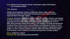 NASAâ€™s Ames Research Center Contributes to Mars 2020 Mission (B-roll Resource Reel)