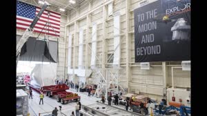 Orion Spacecraft Artemis 1 End Camera Time-lapse Vertical Lift at the NASAâ€™s Plum Brook Station Space Environments Complex, Sandusky, Ohio