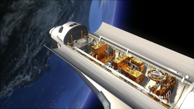 Servicing Mission 4: Atlantis Cargo Bay Carrier Fly-Over