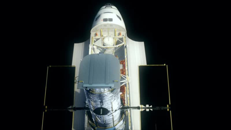 Shuttle Atlantis with HST From Out of the Sun