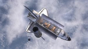 HST SM4 Hubble Deploy Released from Arm