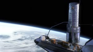 HST SM4 Hubble Deploy On Robotic Arm