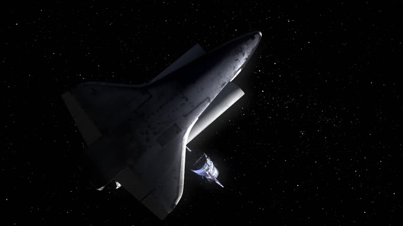 HST SM4 Rendezvous and Capture Bottom View of Shuttle